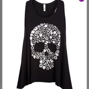 Black Floral Skull Racerback Tank- super soft and perfect for the beach or pool!